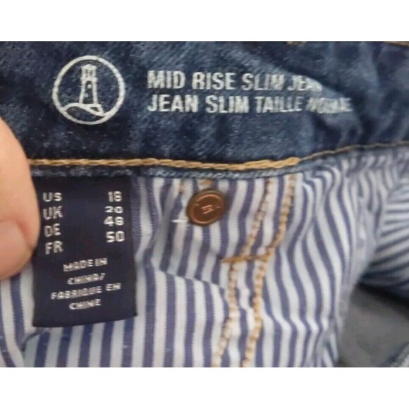 Lands' End Mid Rise Slim Jean Blue Women's 18 41x30 Denim Stretch Medium Wash - Picture 8 of 11